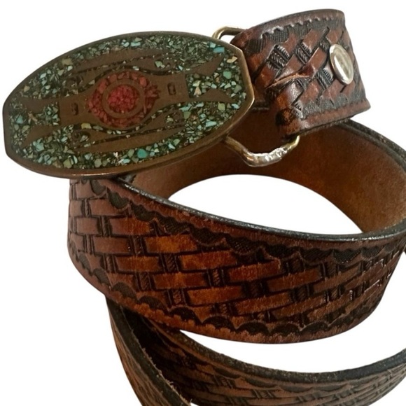 Other - Hand Tooled Belt with Buckle 42-44